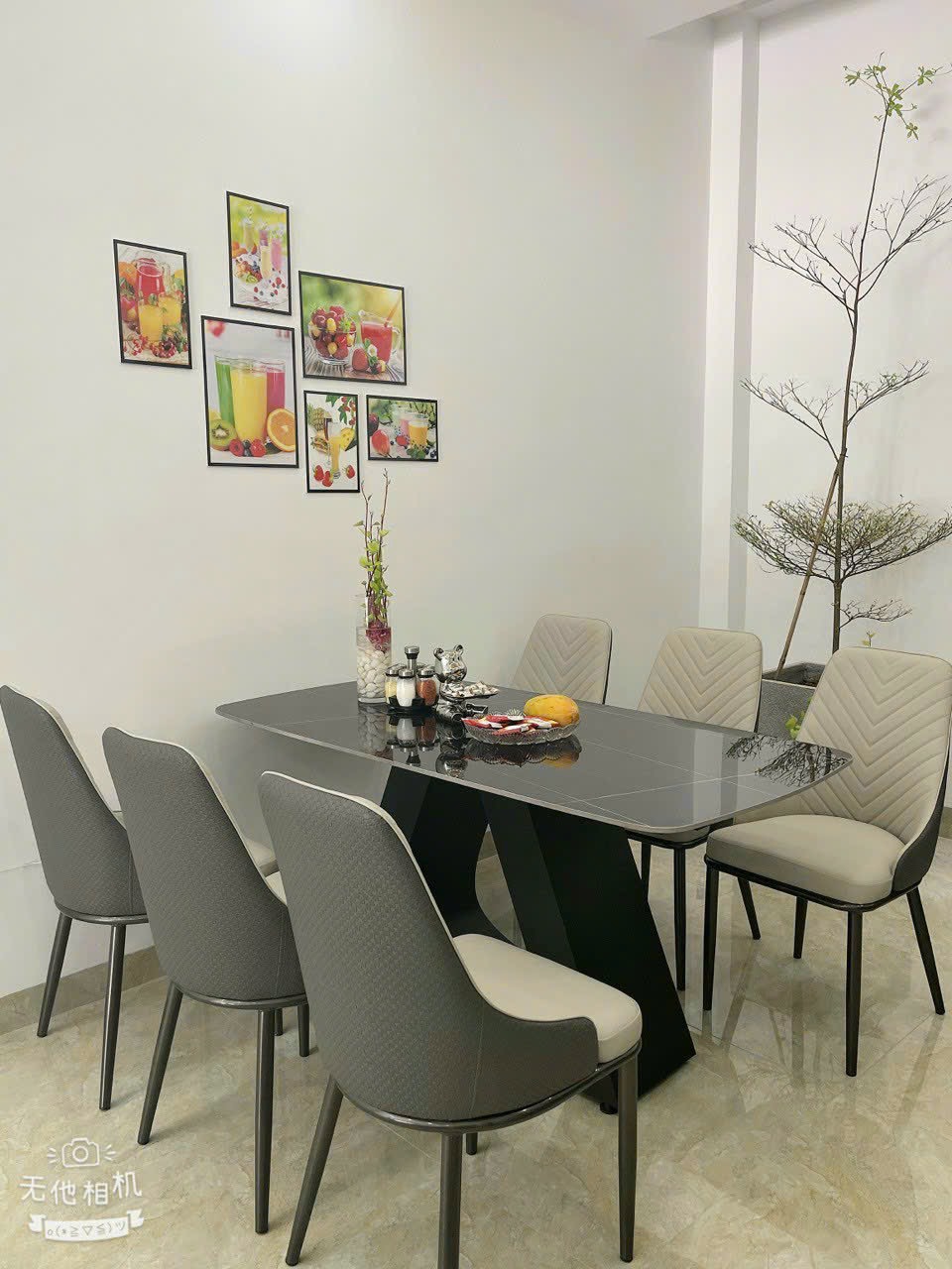Bộ bàn ăn mặt đá 1m6 Tundo 6 ghế VF5