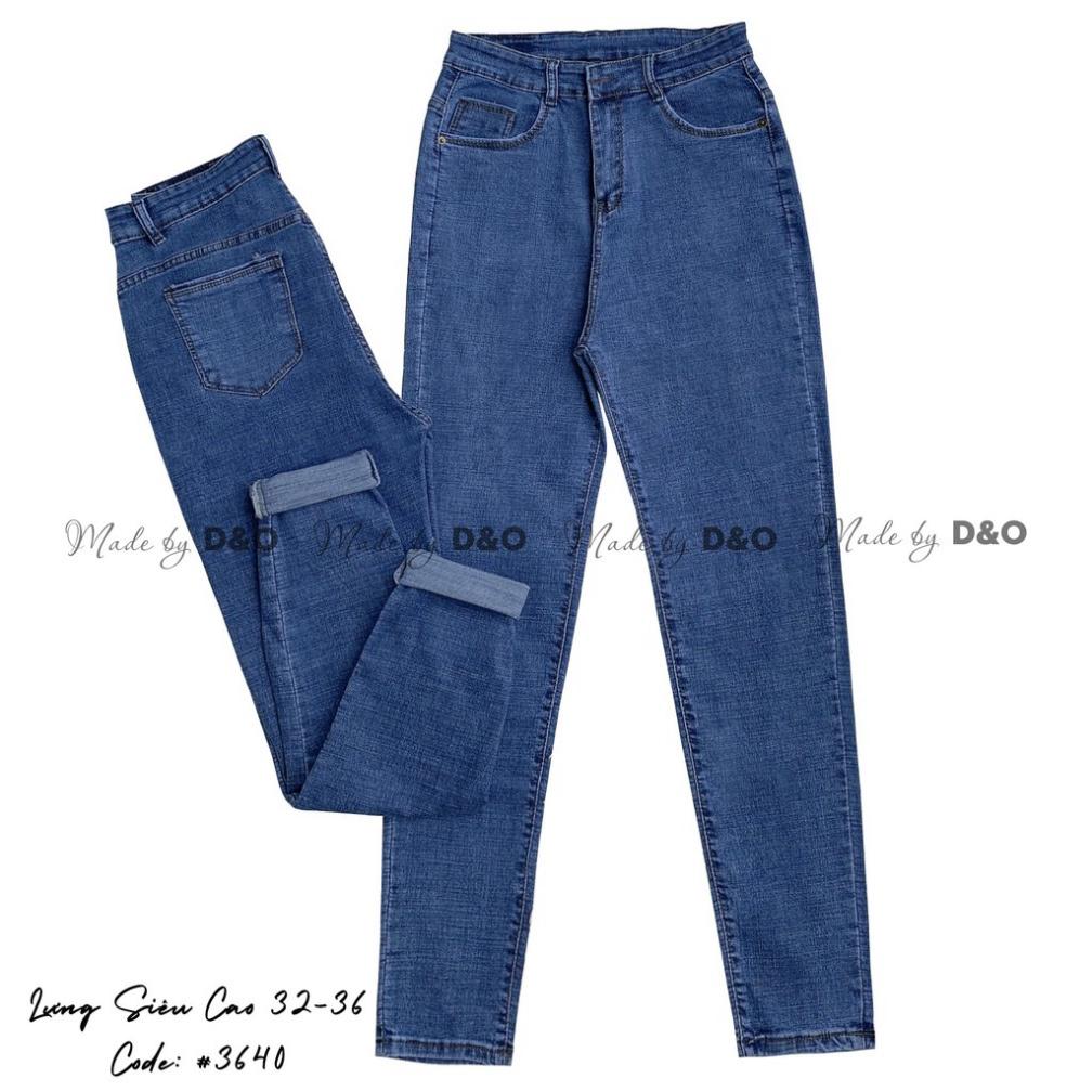 Quần Jeans Xanh Trơn Đậm / Rách Gối Size ĐẠI - Lưng Cao - Hàng siêu co giãn QJ007