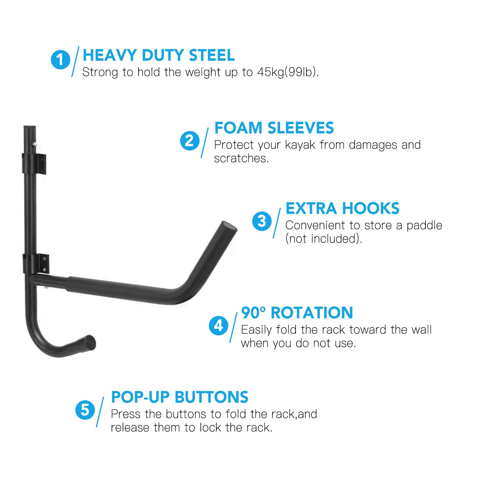 Giá lưu trữ treo thuyền Kayak trên tường 90 ° có thể xoay được