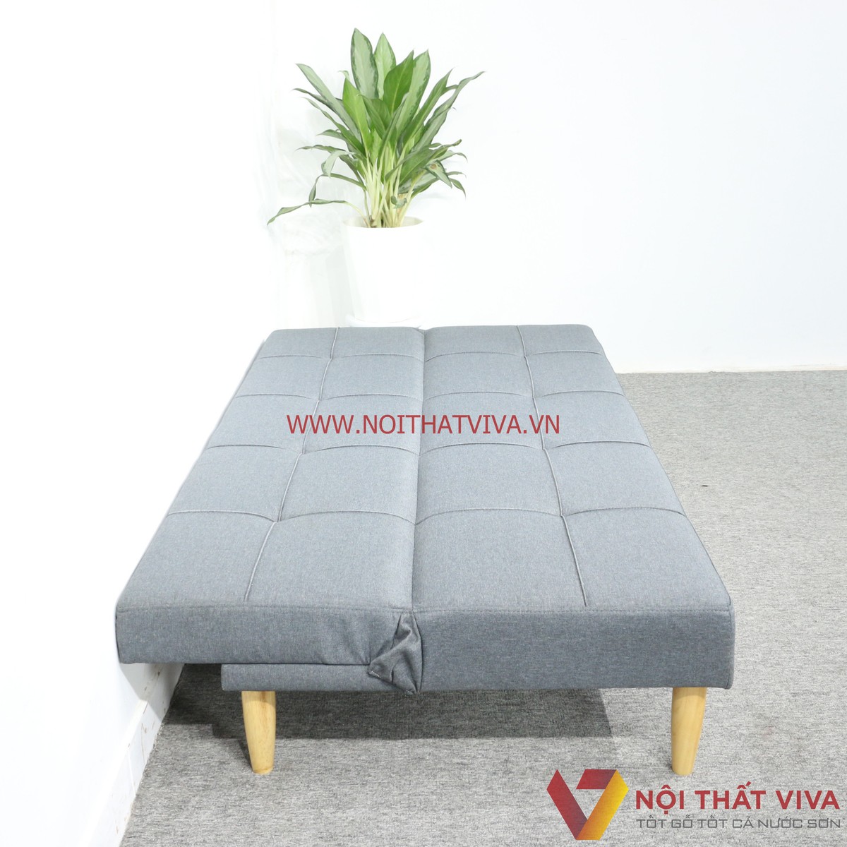 Ghế Sofa Xếp Thành Giường Ngủ Bọc Nỉ Màu Xám Hiện Đại Đẹp Giá Rẻ