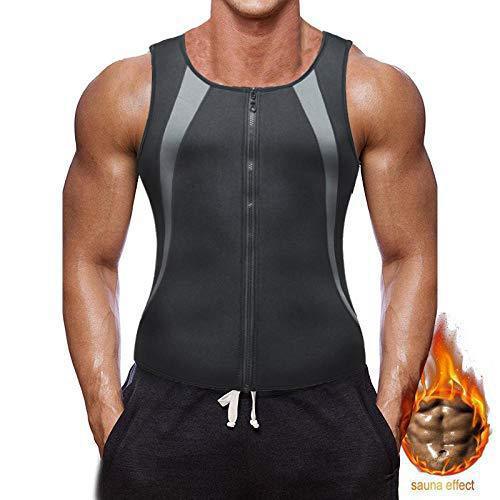 Men's Vest Zipper Fitness Girdle Sports Sweat Suit Shapewear Abdomen Vest