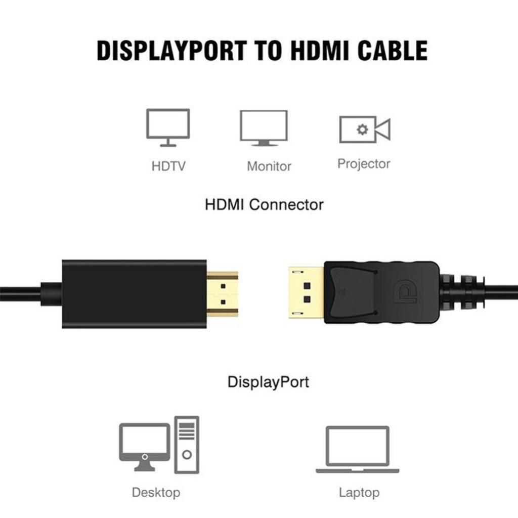 DP to   Cable Adapter Gold Plated Black