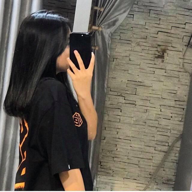 Áo thun nam nữ thiết kế tay ngắn họa tiết hình khối màu cam cực chất