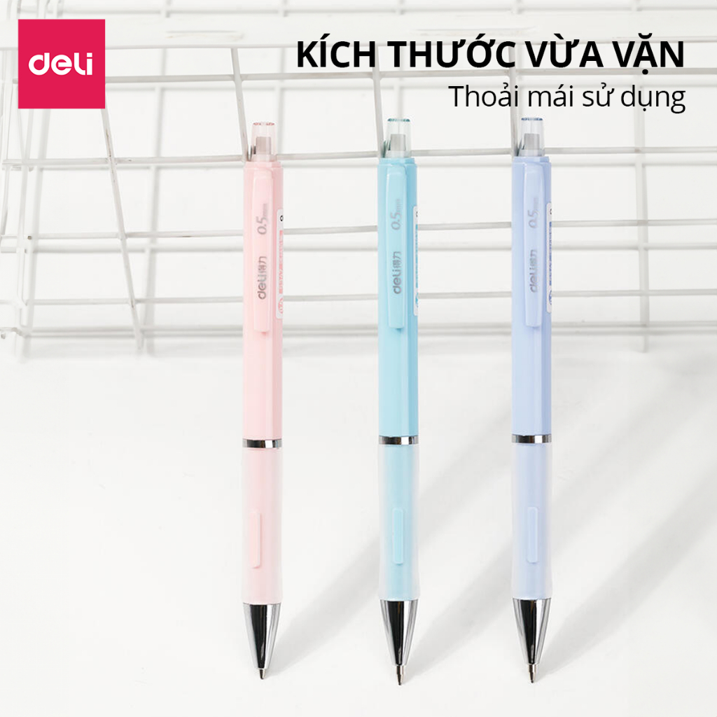 Bút Chì Kim Pastel Deli Ngòi 0.5-0.7mm Đệm Tay Siêu Êm Cao Cấp Kèm Đầu Tẩy Cải Tiến Cho Học Sinh Dân Văn Phòng Tiện Lợi