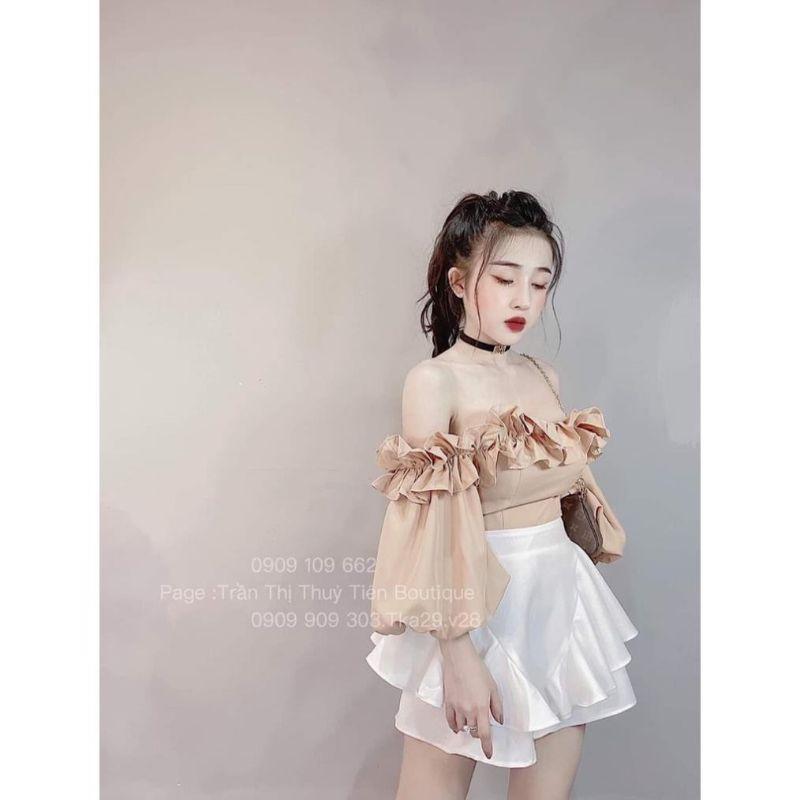 SET ÁO TRỄ VAI TAY PHỒNG PHỐI CHÂN VÁY TẦNG