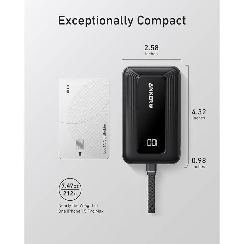 Sạc dự phòng Anker Zolo 1A1C 30W 10000mah (Built-In USB-C) A1688 - Hàng Chính Hãng