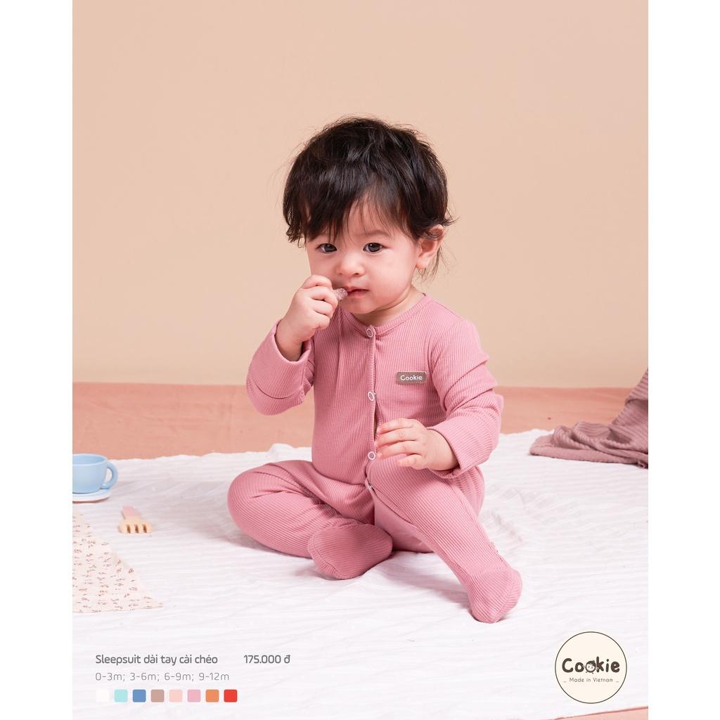 Body Có Tất Cookie/ Bộ SleepSuit Cookie Dài Tay Cài Chéo Liền Tất Chất Cotton Tăm Mềm Mại