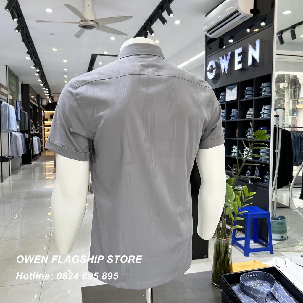 Áo Sơ mi Owen nam ngắn tay dáng Bodyfit sợi Bamboo cao cấp mềm mịn mát AB230197NT