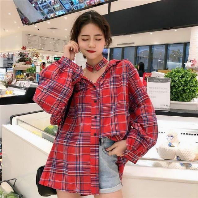 Set sơmi from rộng + áo ống + choker ulzzang