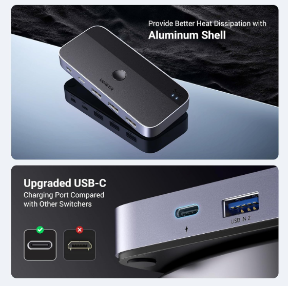 Thiết Bị Chia Sẻ 2 cổng USB 3.0 chia sang 4 cổng (3 USB A 3.0 + USB-C)  Ugreen 15705 - Hàng chính hãng