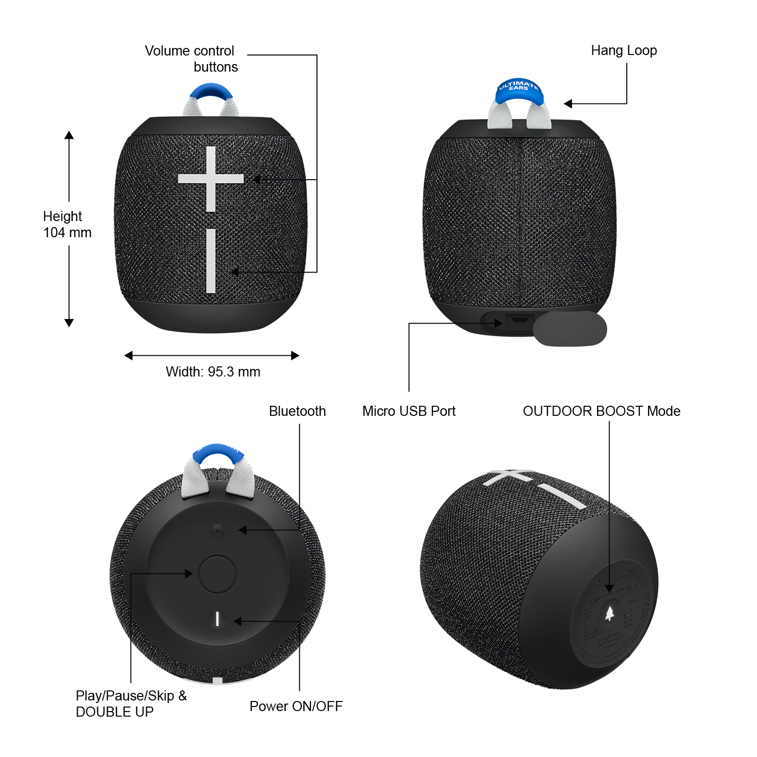 Loa di động Bluetooth Ultimate Ears Wonderboom 2 - âm thanh sống động 360, chống thấm nước và bụi IP67, không dây 33m - Hàng chính hãng