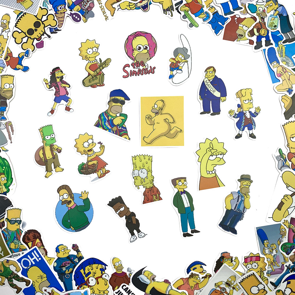 Sticker Gia đình Simpson The Simpsons Ngẫu Nhiên Chất Lượng Cao Chống Nước Trang Trí Nón Bảo Hiểm Vali Đàn Xe Máy Xe Đạp