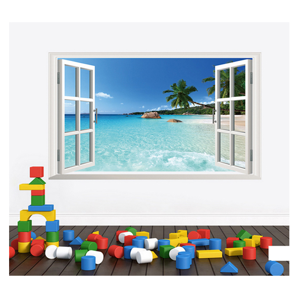 Decal Dán Tường Cửa Sổ Biển Xanh 4 PK278