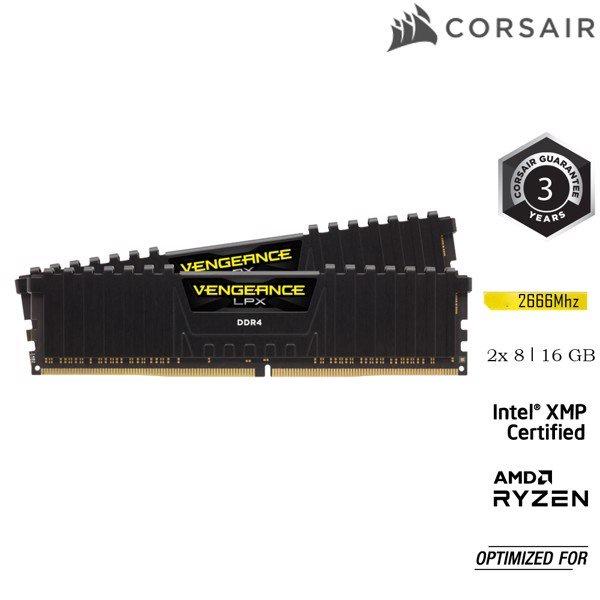Bộ nhớ trong Corsair DDR4 Vengeance LPX 16GB (2x8GB) 2666 C16 đen /CMK16GX4M2A2666C16 Hàng chính hãng