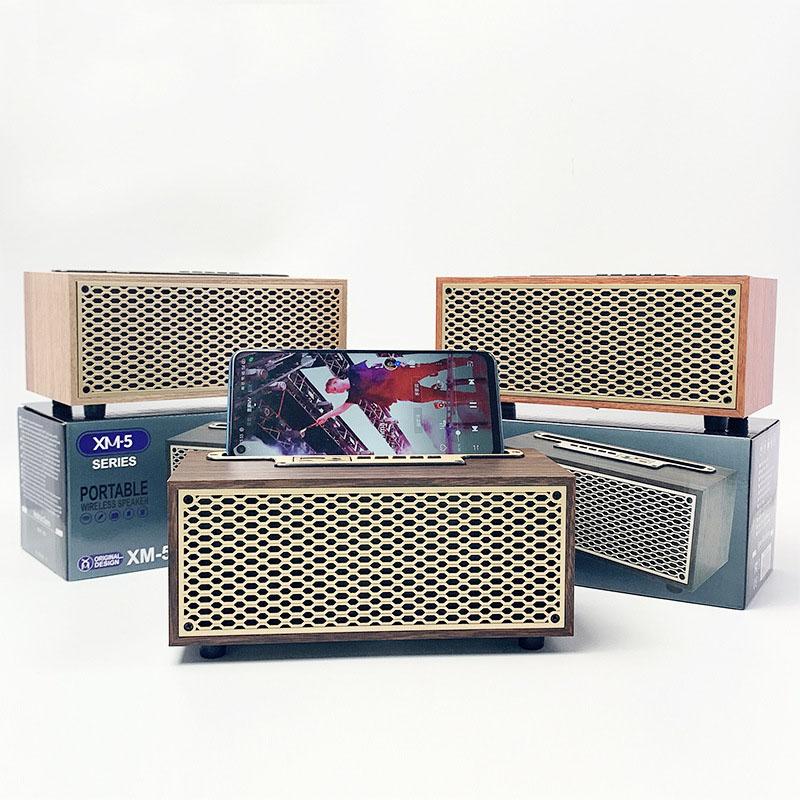 Người loa bluetooth hạt retro không dây cổ điển với điện thoại đứng ở nhà loa ngoài trời loa di động ngoài trời XM-5H màu: Brown