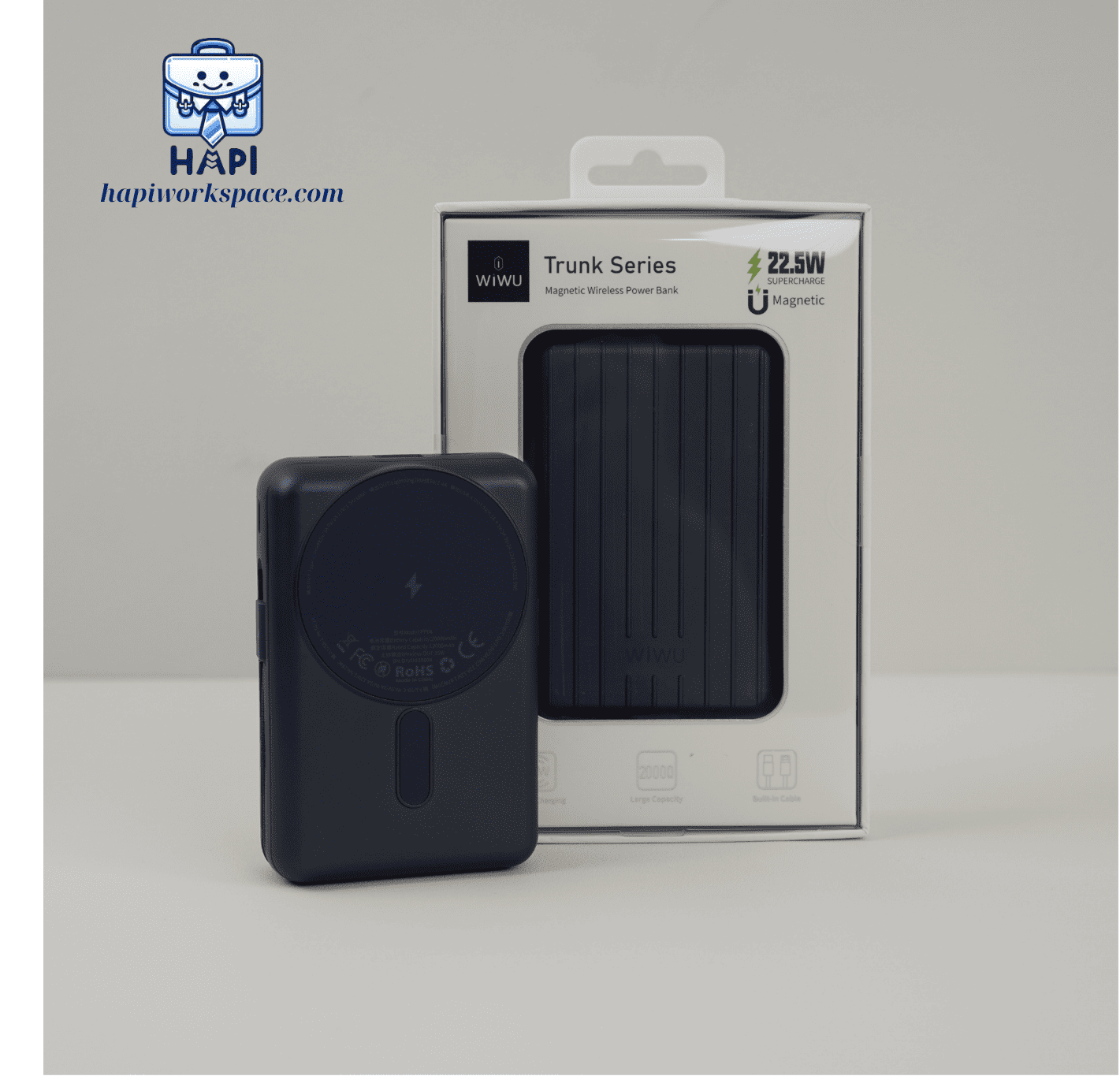 Sạc dự phòng hàng chính hãng WiWU Trunk Series 5-in-1 Wi-PP04, cáp C/L, sạc không dây 15W