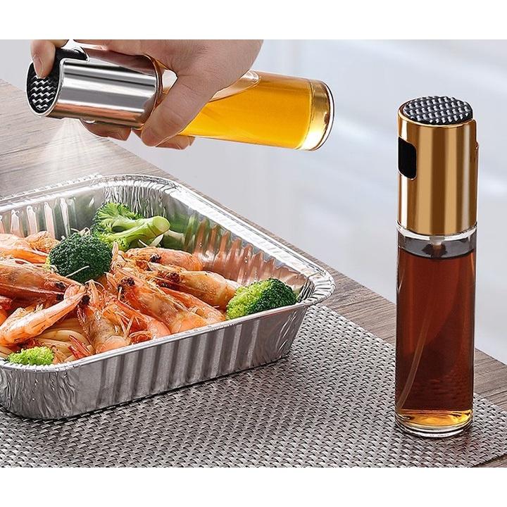 Bình Xịt Dầu Ăn Thủy Tinh- Chai Xịt Dầu Ăn Phun Sương Dùng Cho Nồi Chiên, Salad, Nướng 100ml