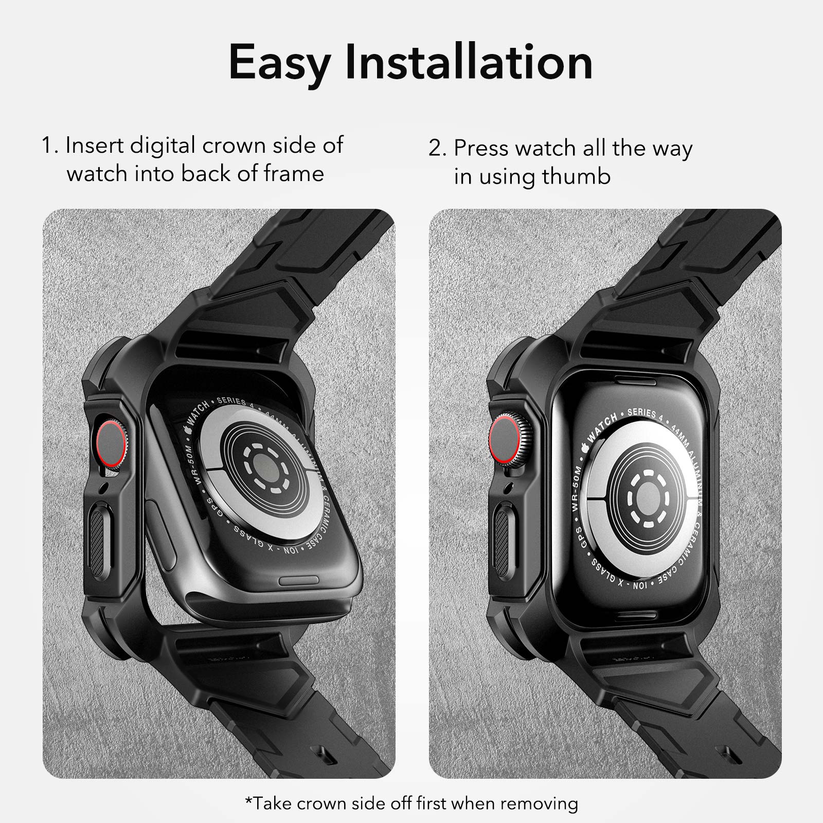 Ốp Case Kèm Dây Đeo Dành Cho Apple Watch Series 8/7/6/5/4/SE ESR Shock Armor Protective Band Size 44/45mm- Hàng Chính Hãng