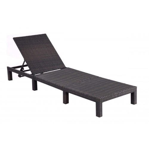 WEGO Giường tắm năng / Giường hồ bơi bằng mây nhựa //Rattan Sunbed with Recliner / Patio Garden furniture / pool side recliner sunbed Sofa Relax - Sunlounger (Black)