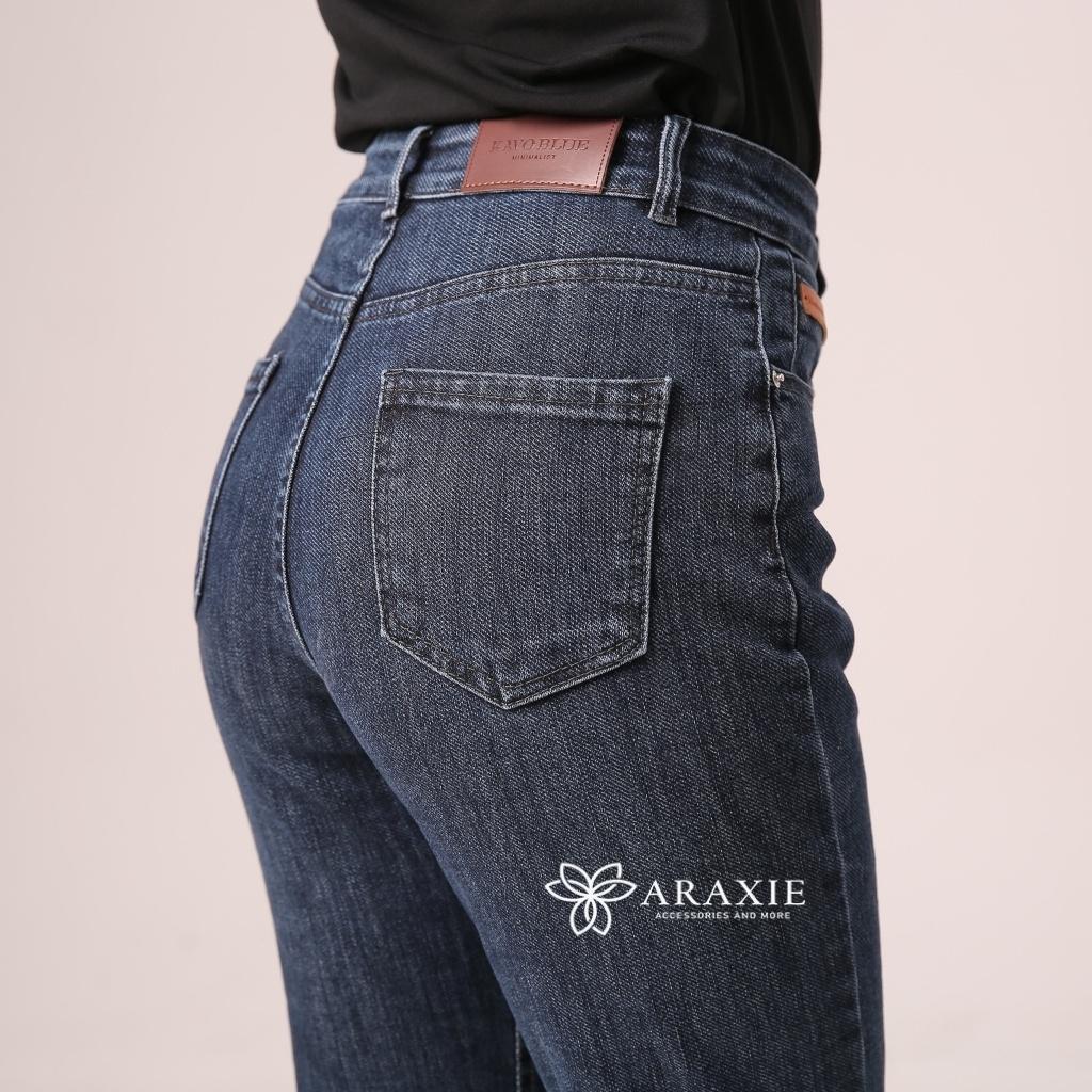 Quần jean baggy nữ Jean Araxie Quần bò baggy nữ cạp cao màu xanh co giãn tốt hack dáng JABG01