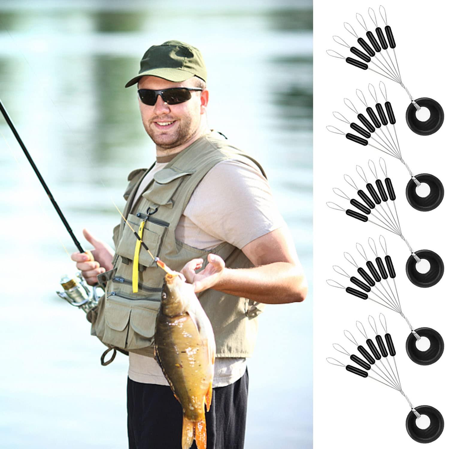 100 miếng nút cao su câu cá, kích thước của dây buộc dây, câu cá, nút chặn cao su 6 trong 1, bộ đóng băng vá