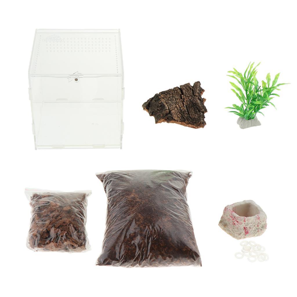 Reptiles Amphibians Habitat Terrarium Vivarium Tank Breeding Box Bark