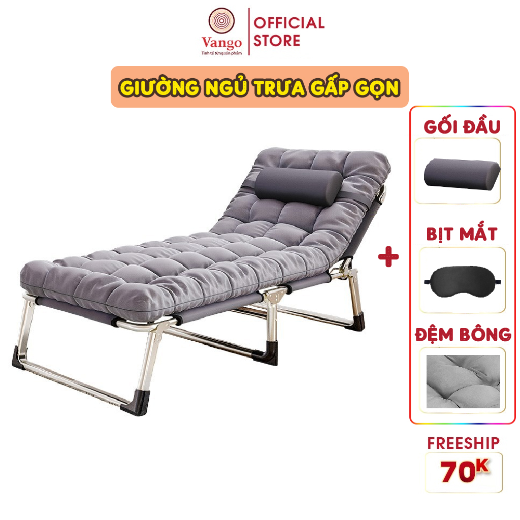 Giường xếp văn phòng ngủ trưa Vango gấp gọn, khung thép chắc chắn