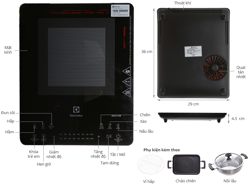 Bếp từ Electrolux ETD42SKR TẶNG KÈM nồi nấu lẩu.