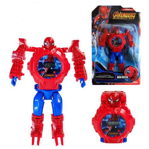 Đồng hồ robot biến hình-Đồng hồ siêu nhân dành cho Bé Trai/ Bé Gái - spider man