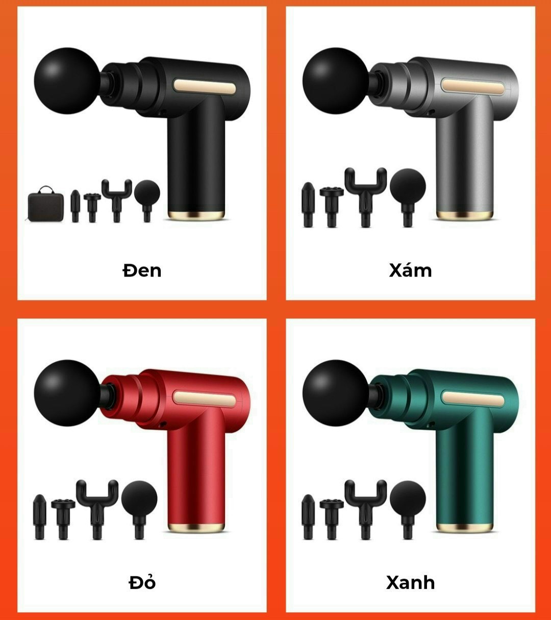 Máy massage cầm tay mini đấm lưng mát xa cổ vai gáy chân bụng 4 đầu 6 chế độ