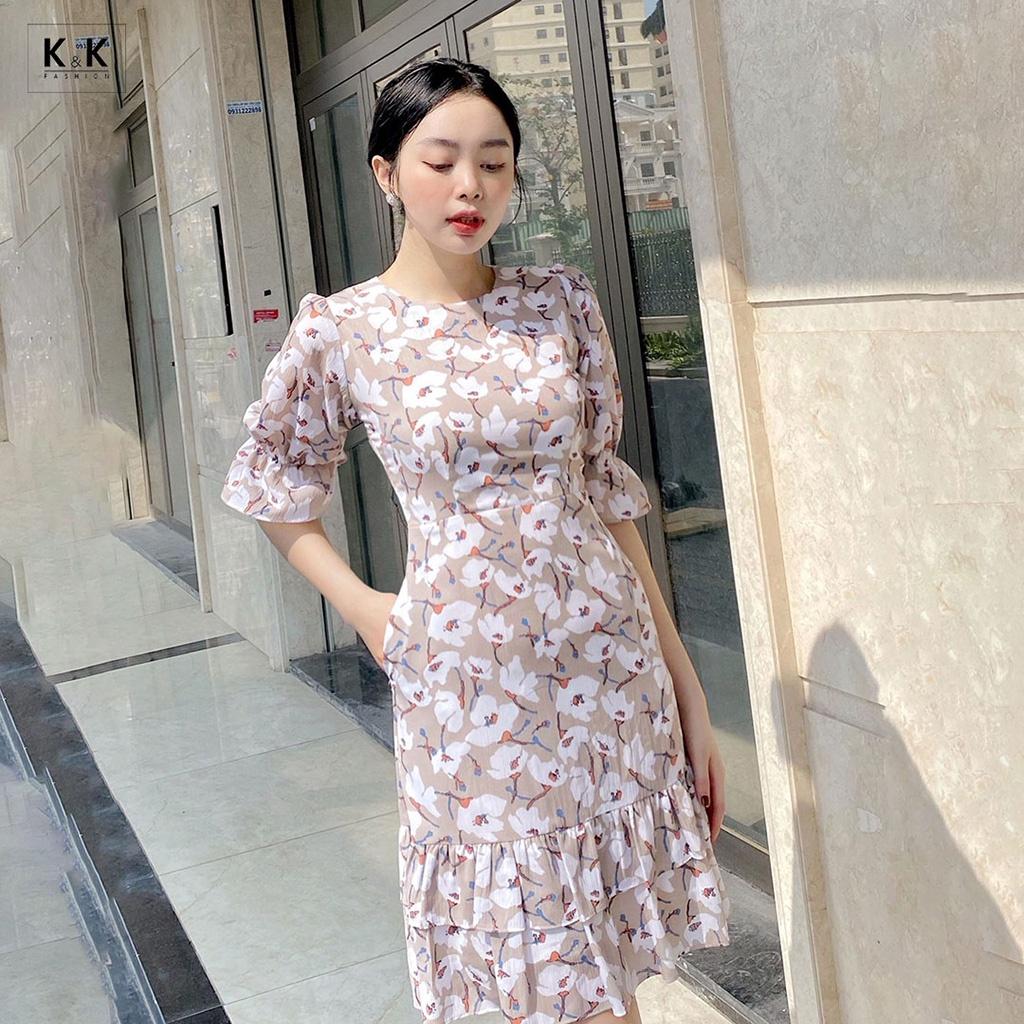 Đầm Hoa Đuôi Cá Tay Lỡ Công Sở K&amp;K Fashion KK119-03 Chất Liệu Voan Tăm