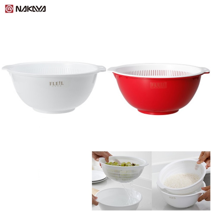 2 bộ chậu rửa và rổ nhựa 1,5L - Hàng nội địa Nhật