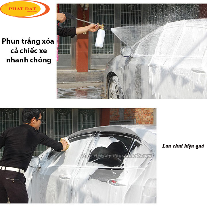 Bình bọt tuyết 1000l gắn vòi xịt rửa xe