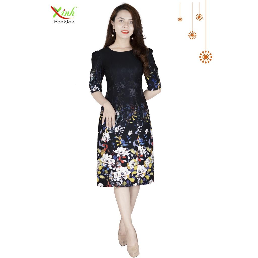 Đầm Suông Hoa In 3D Siêu Sang Gọn DL927