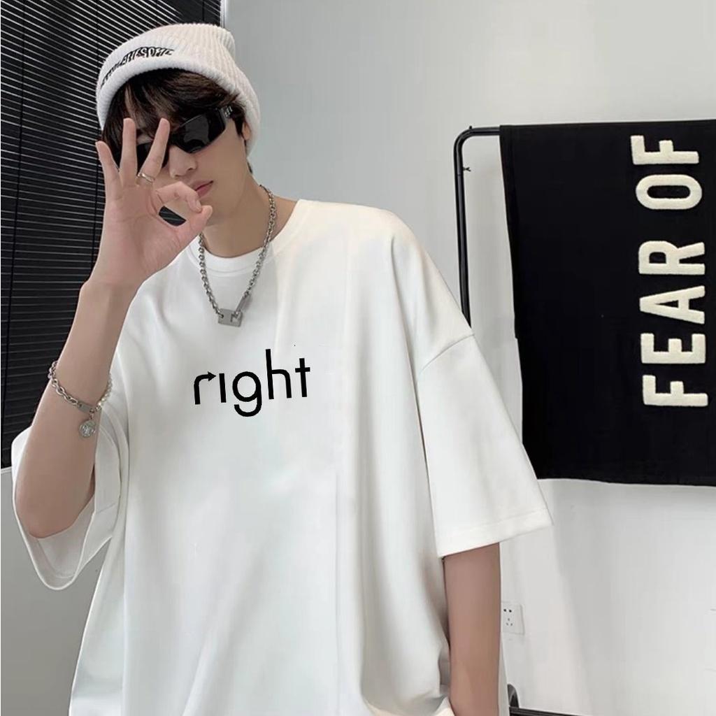 Áo thun unisex nam nữ tay lỡ form rộng right vải dày mịn 2022T3407
