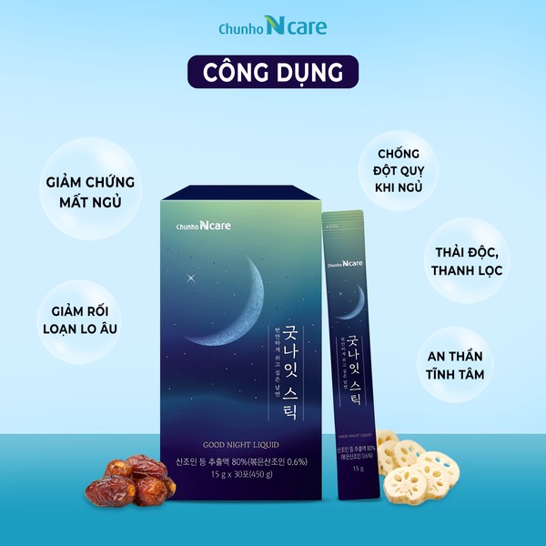 Hồng Sâm Tinh Chất Củ Sen CHUNHO NCARE Giúp Ngủ Ngon, Tinh Thần Thoải Mái Hộp 30 gói x 15ml