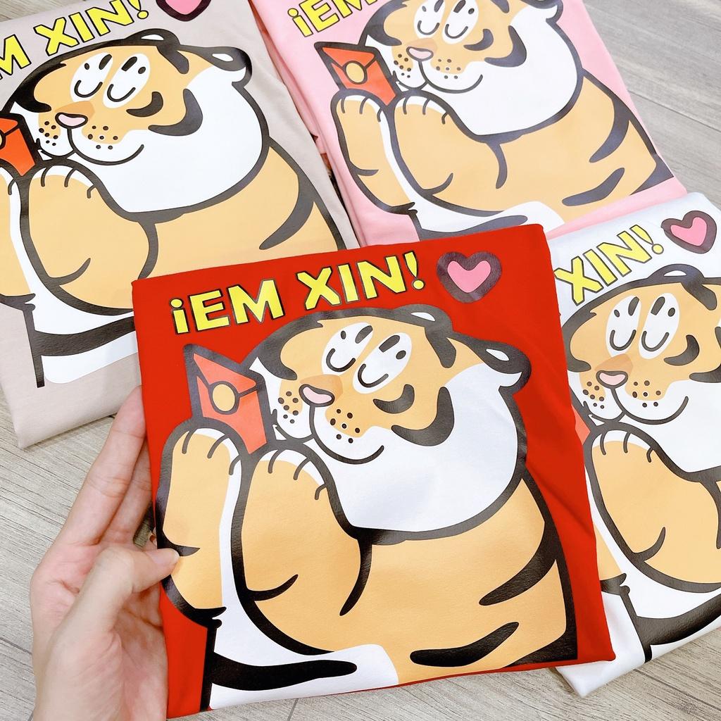 Áo Thun Tay Ngắn Unisex Đủ Size M L XL - CỌP EM XIN LÌ XÌ 2022 NHÂM DẦN