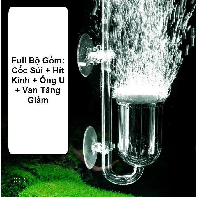 Cốc Sủi Oxy Siêu Mịn Bằng Thủy Tinh Cho Bể Cá Cảnh, Bể Thủy Sinh