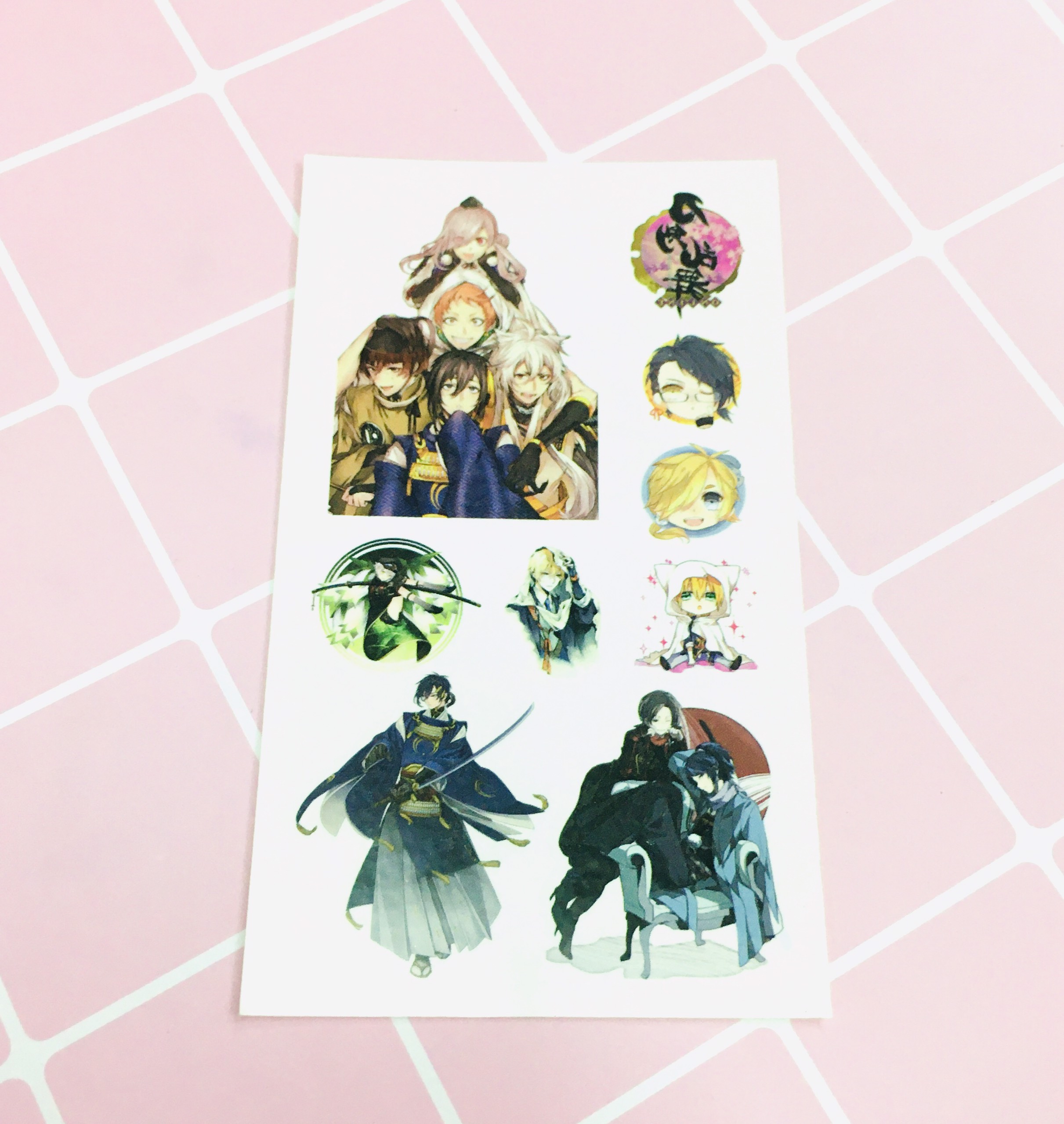 Set 5 Bảng hình xăm Touken Ranbu Sticker Tattoo