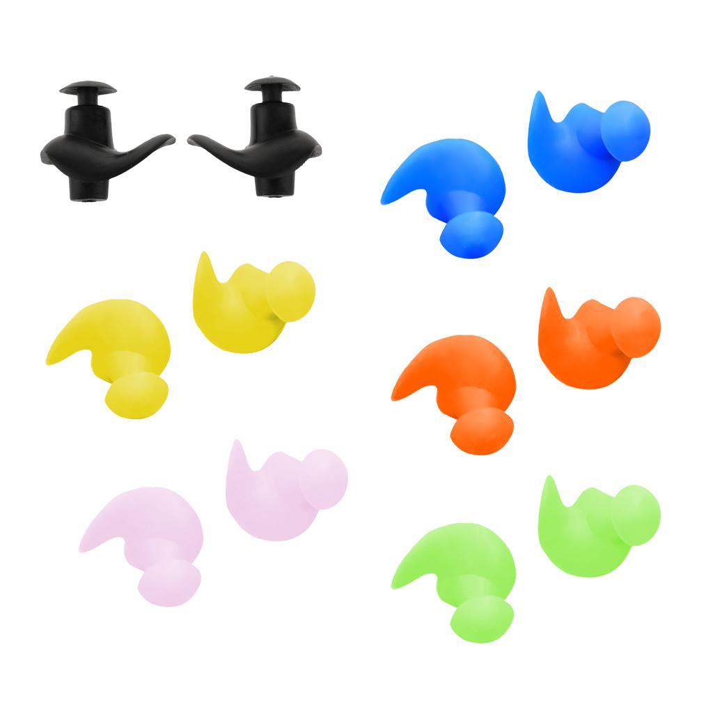 5- Swimming Ear Plug Silicone Ears  Hearing  with Case Black
