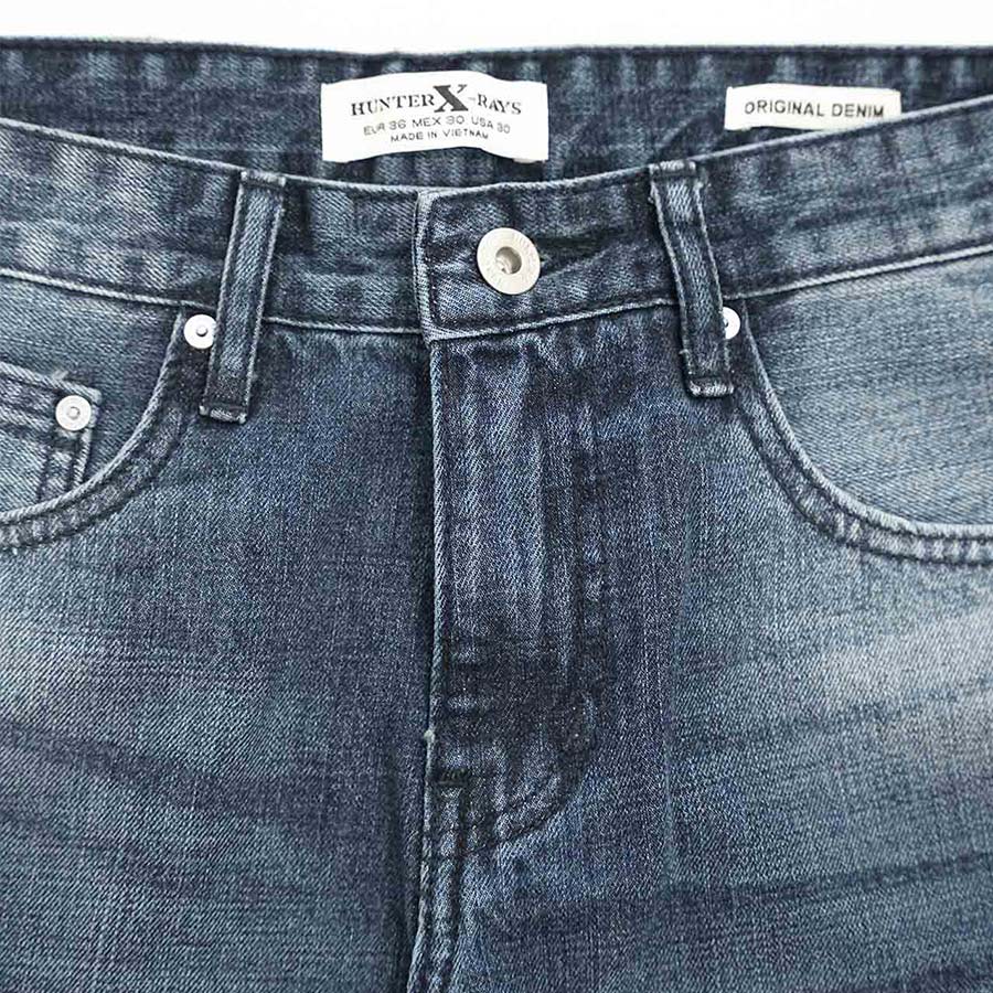 Quần Short Jeans Nam Cao Cấp HUNTER X-RAYS Form Slimfit Cotton Xanh Cá Tính S43
