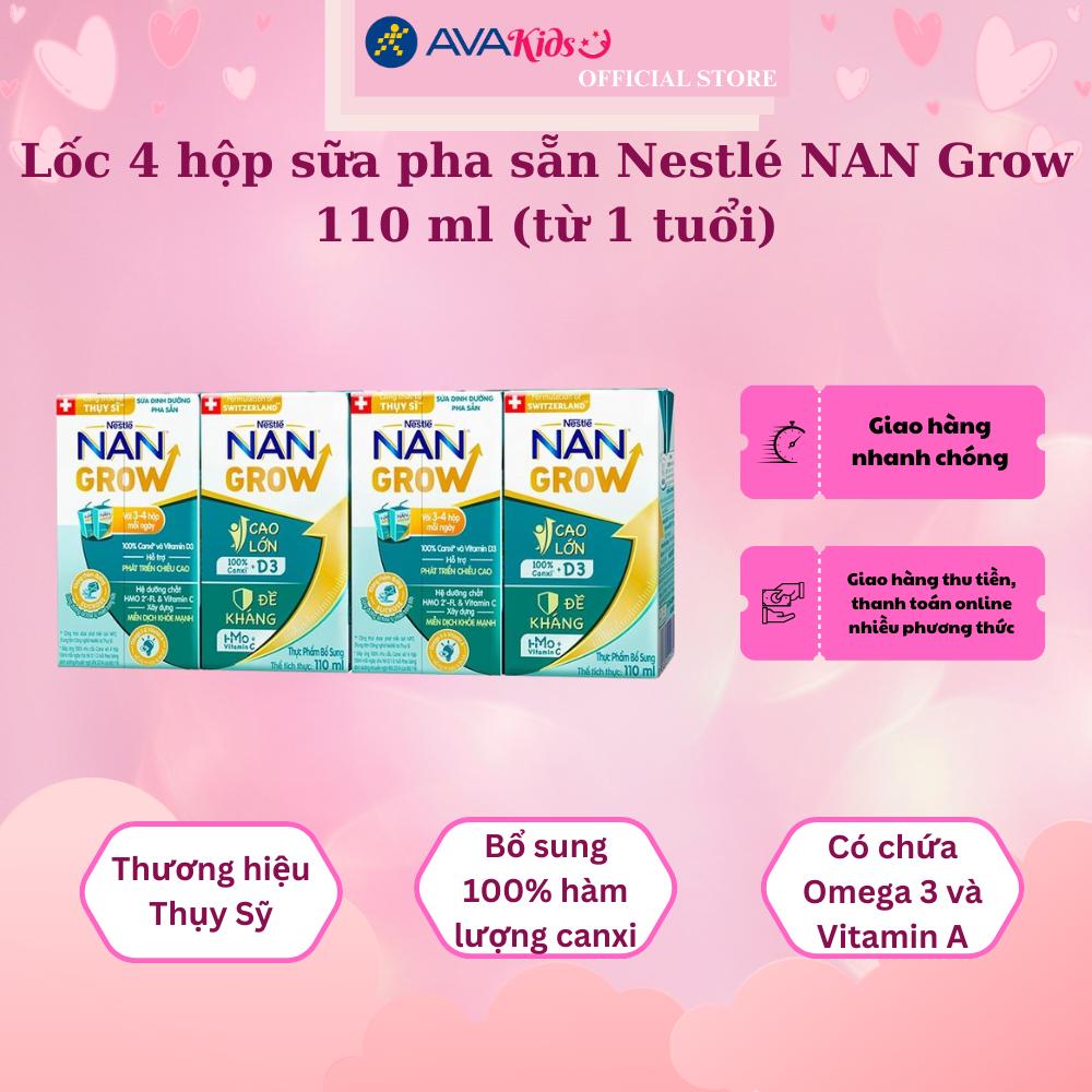 Lốc 4 hộp sữa pha sẵn Nestlé NAN Grow 110 ml (từ 1 tuổi)