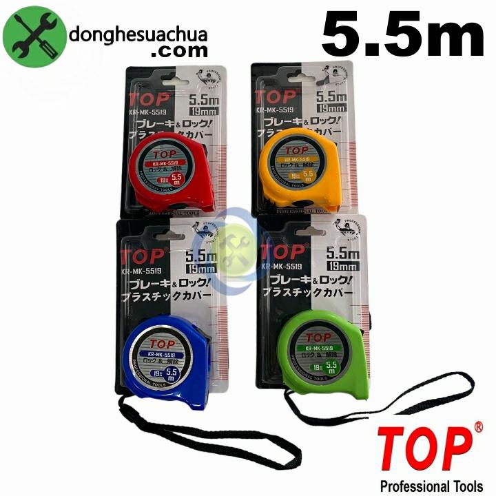 Thước cuộn 5.5m bảng 19mm TOP KR-MK-5519 in 2 mặt có 4 màu ngẫu nhiên