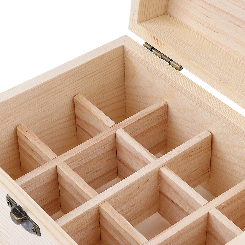 NATURAL WOOD Essential Oil Storage Box Display Case FOR 12PCS 20ML BOTTLES