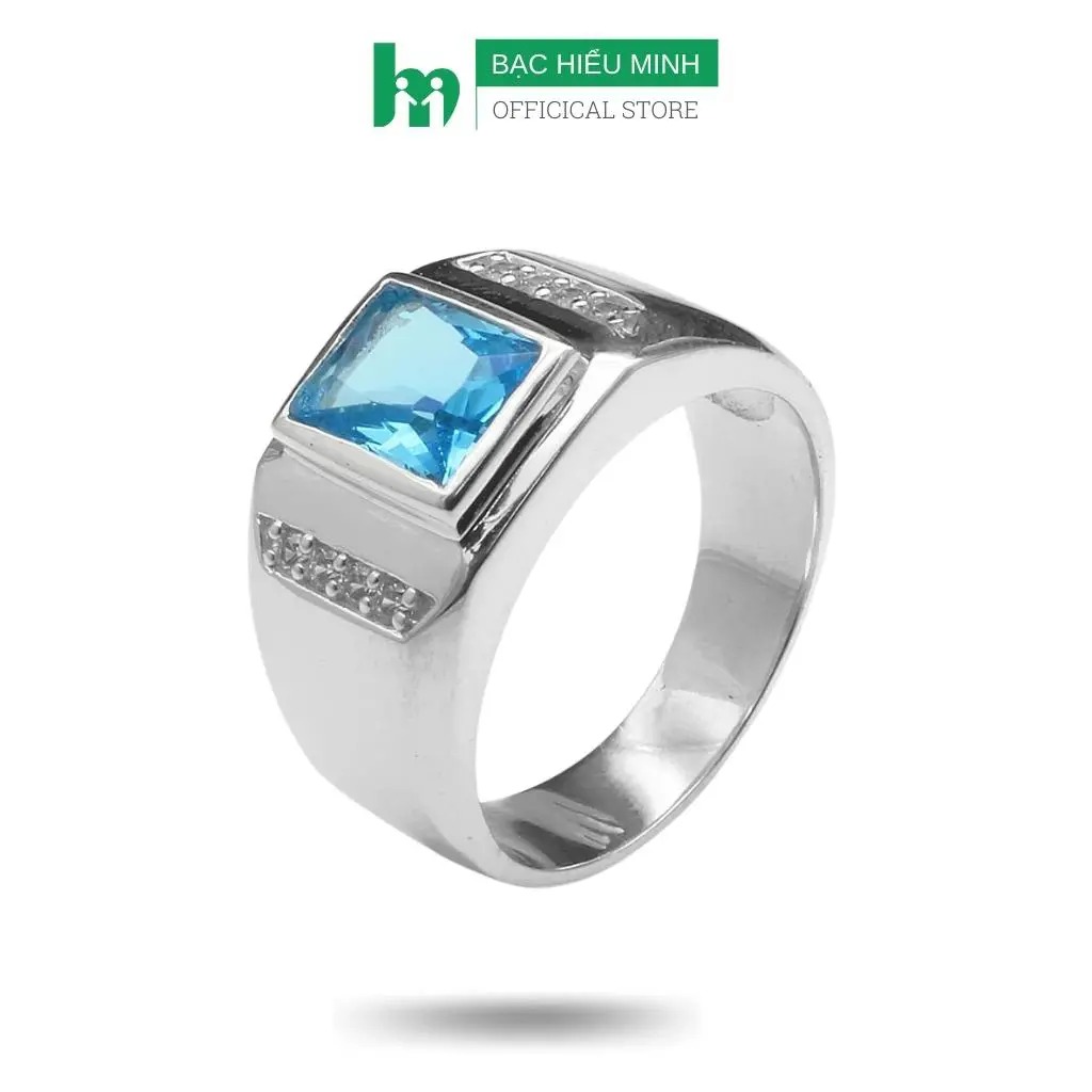 Nhẫn Nam Bạc Hiểu Minh NA511 - Đá Xanh - Bảo Hành Vĩnh Viễn