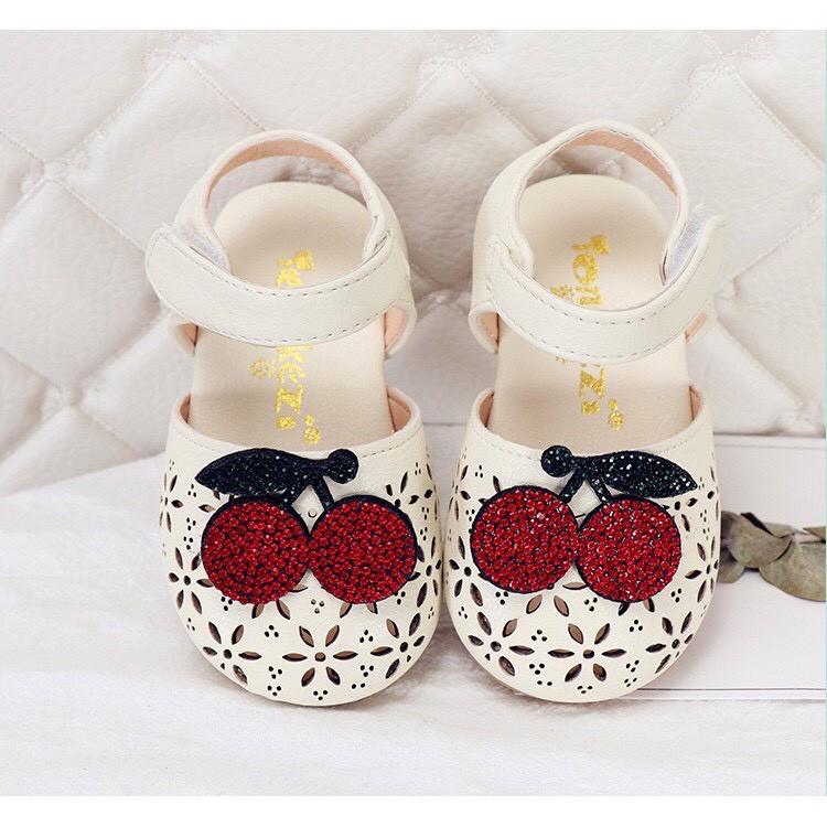DÉP Sandal lỗ đính cherry đá cho bé gái - quảng châu CAO CẤP LOẠI 1 mẫu mới !