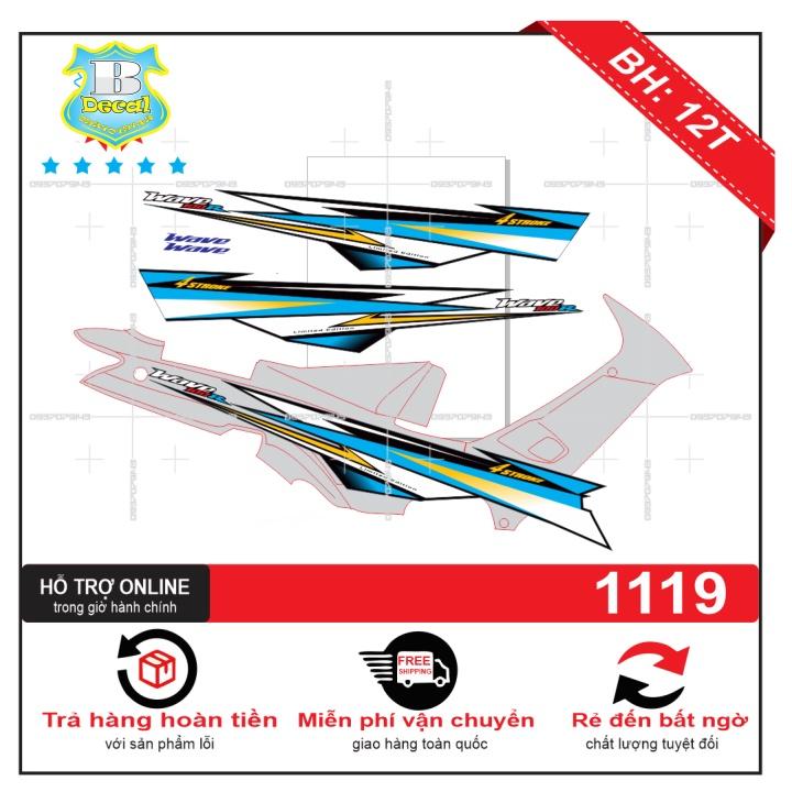 Tem rời wave nhỏ đời đầu 100 R dán xe bạc