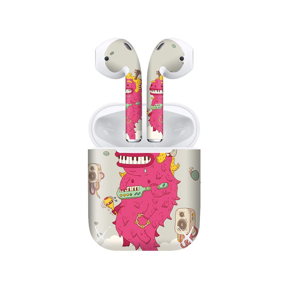 Miếng dán skin chống bẩn cho tai nghe AirPods in hình thiết kế - atk250 (bản không dây 1 và 2)