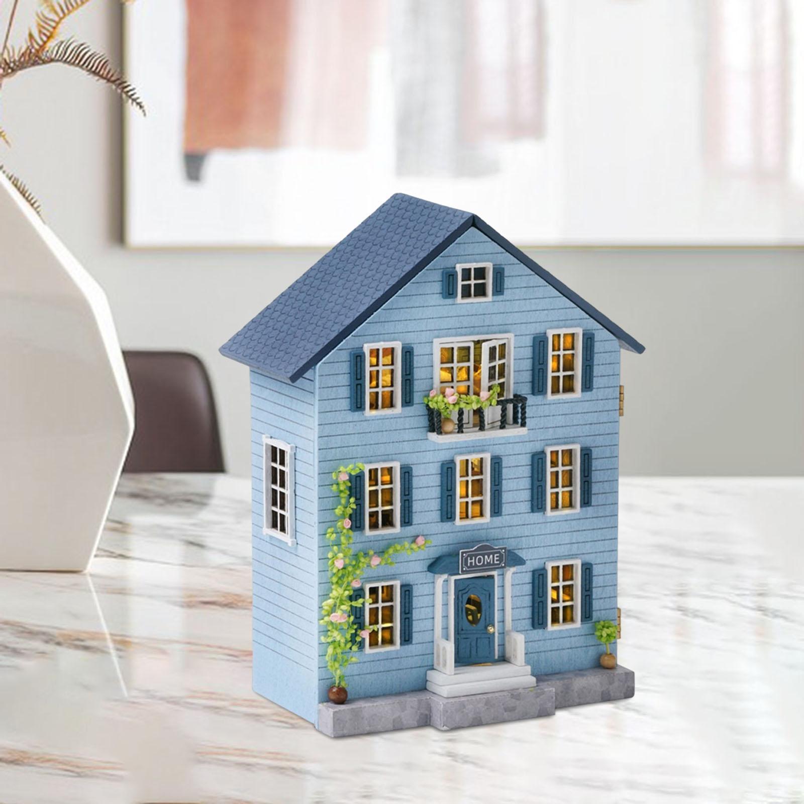 2pcs Miniature Wooden Dollhouse DIY Kit 3d Wooden Puzzle Valentine's Gift