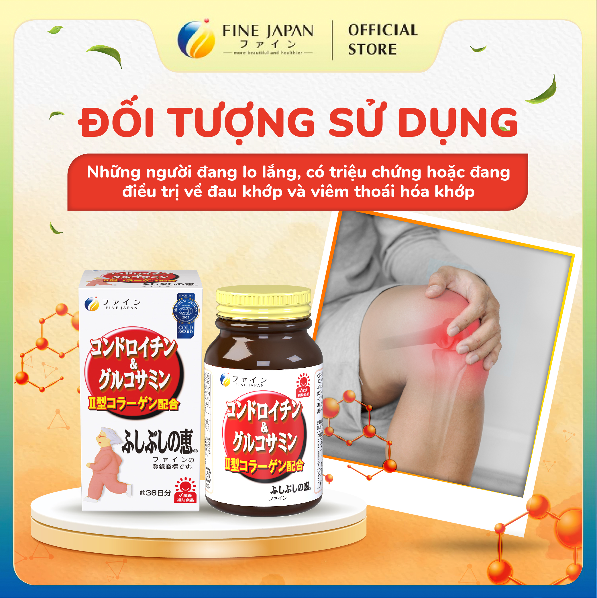 Viên uống Chondroitin & Glucosamin Fine Japan hỗ trợ giảm đau nhức xương khớp 545 viên